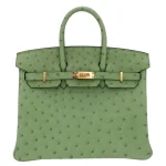 Best Replica Hermes - Birkin 25 Vert Criquet Ostrich Gold HW