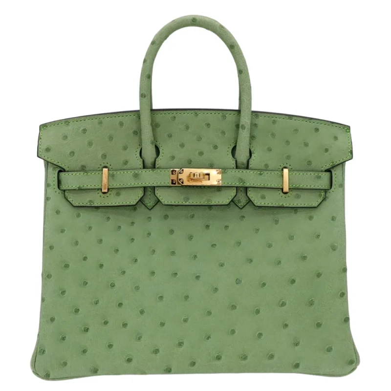 Best Replica Hermes - Birkin 25 Vert Criquet Ostrich Gold HW