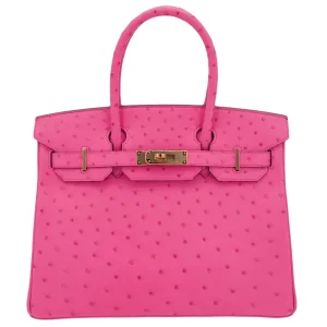 Best Replica Hermes - Birkin 30 HSS Rose Tyrien/ Lime Ostrich Rose Gold HW