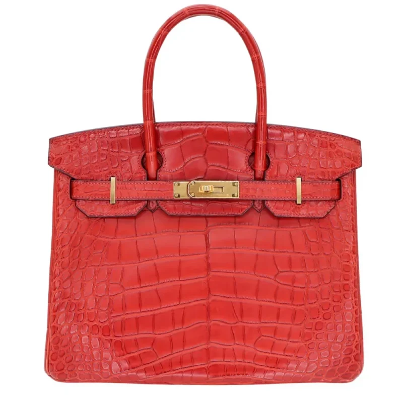 Best Replica Hermes - Birkin 30 Verso Rouge H/Orange Poppy Matte Alligator Gold HW