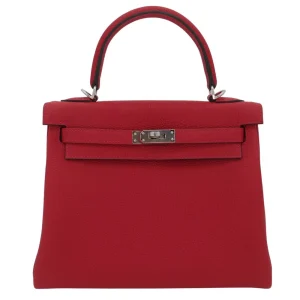 Best Replica Hermes - Kelly 25 Retourne Rouge Casaque Togo Palladium HW
