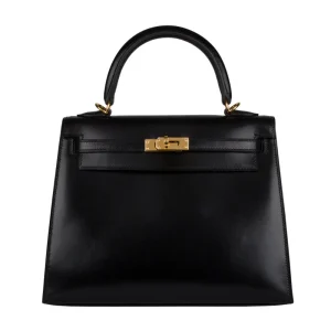 Best Replica Hermes - Kelly 25 Sellier Black Box Calf Gold HW
