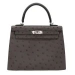 Best Replica Hermes - Kelly 25 Sellier Gris Meyer Ostrich Palladium HW