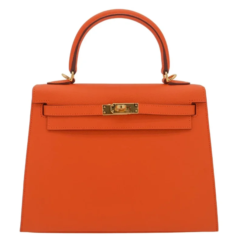 Best Replica Hermes - Kelly 25 Sellier Orange Epsom Gold HW