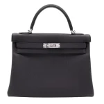 Best Replica Hermes - Kelly 32 Retourne Black Togo Palladium HW