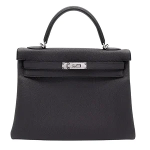 Best Replica Hermes - Kelly 32 Retourne Black Togo Palladium HW