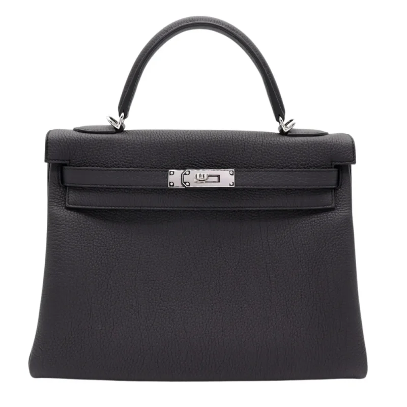 Best Replica Hermes - Kelly 32 Retourne Black Togo Palladium HW