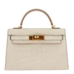 Best Replica Hermes - Kelly II Sellier Mini Beton Matte Alligator Gold HW