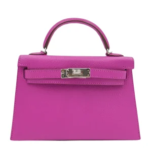 Best Replica Hermes - Kelly II Sellier Mini Rose Magnolia Chevre Palladium HW