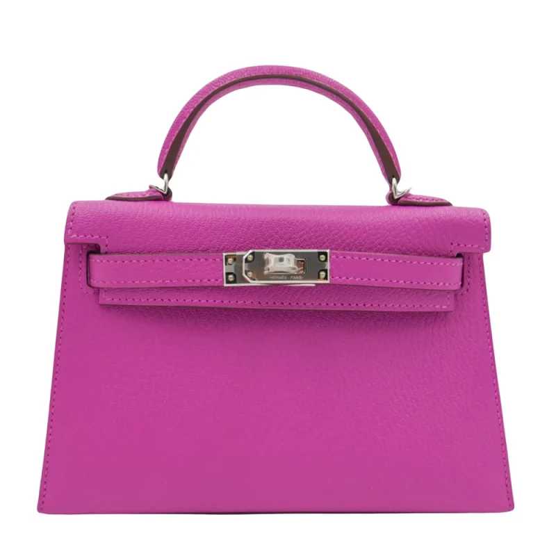 Best Replica Hermes - Kelly II Sellier Mini Rose Magnolia Chevre Palladium HW