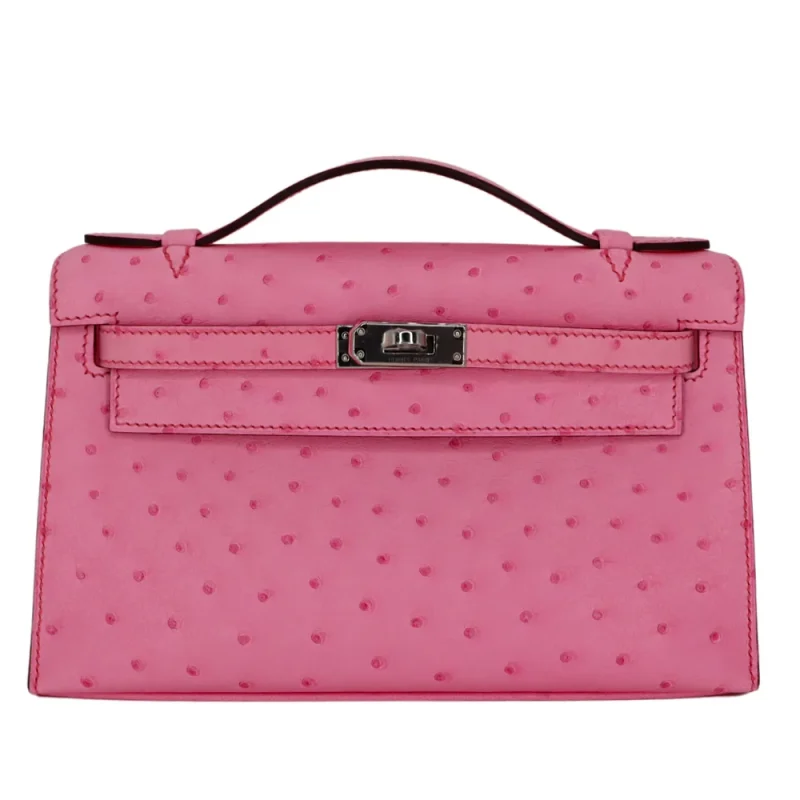 Best Replica Hermes - Kelly Pochette Bubblegum Ostrich