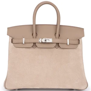 Hermès Birkin 25 Limited Edition Grizzly/Swift Gris Caillou/Etoupe Palladium HW - Artisan-Grade Dupes
