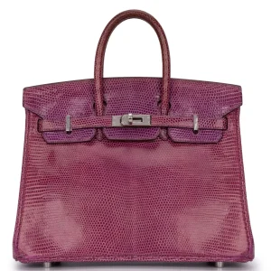 Hermès Birkin 25 Lizard Violet Palladium HW - Artisan-Grade Dupes