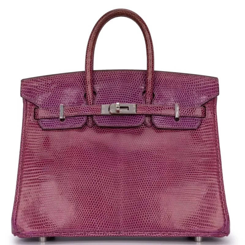 Hermes Birkin 25 Lizard Violet Palladium HW Artisan Grade Dupes Front