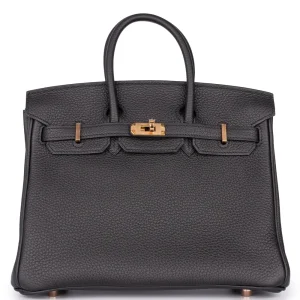 Hermès Birkin 25 Retourne Togo Black/Noir Rough Gold HW - Best Replica