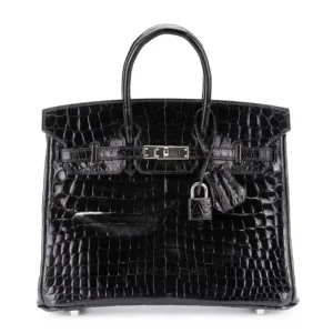 Hermès Birkin 25 Shiny Crocodile Niloticus Black Palladium HW - Best Replica