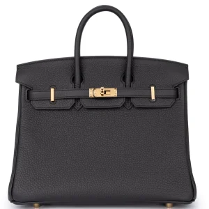 Hermès Birkin 25 Togo Noir Rough Gold HW - Best Replica