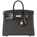 Hermès Birkin 25 Touch Black Togo Niloticus Crocodile Gold HW