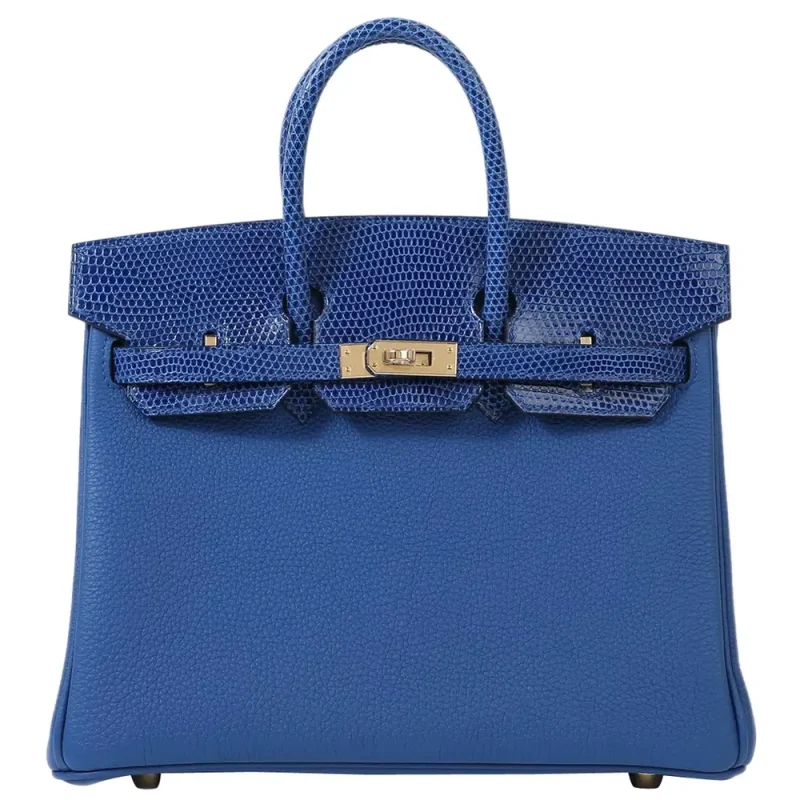 Hermès Birkin 25 Touch Replica | Blue Lizard/Togo Gold HW