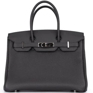 Hermès Birkin 30 3 in 1 Black Togo Swift Palladium HW Replica