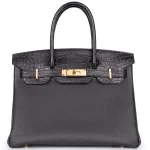 Hermès Birkin 30 Alligator Touch Veau Togo Black Gold HW Replica