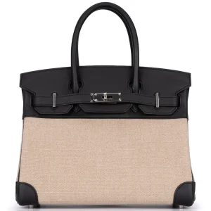 Hermès Birkin 30 Retourne Toile Maxi Bivouac Swift Noir Dupes