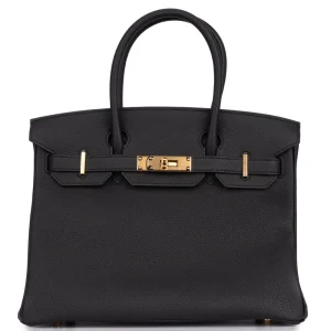 Hermès Birkin 30 Togo Noir Rouge Gold HW - Artisan Dupes