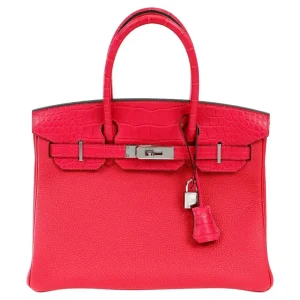 Hermès Birkin 30 Touch Berry Rose Crocodile Palladium HW Replica