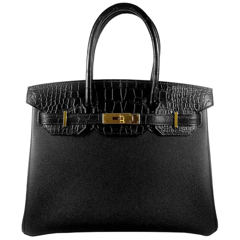 Hermès Birkin 30 Touch Black Togo/Niloticus Crocodile Gold HW