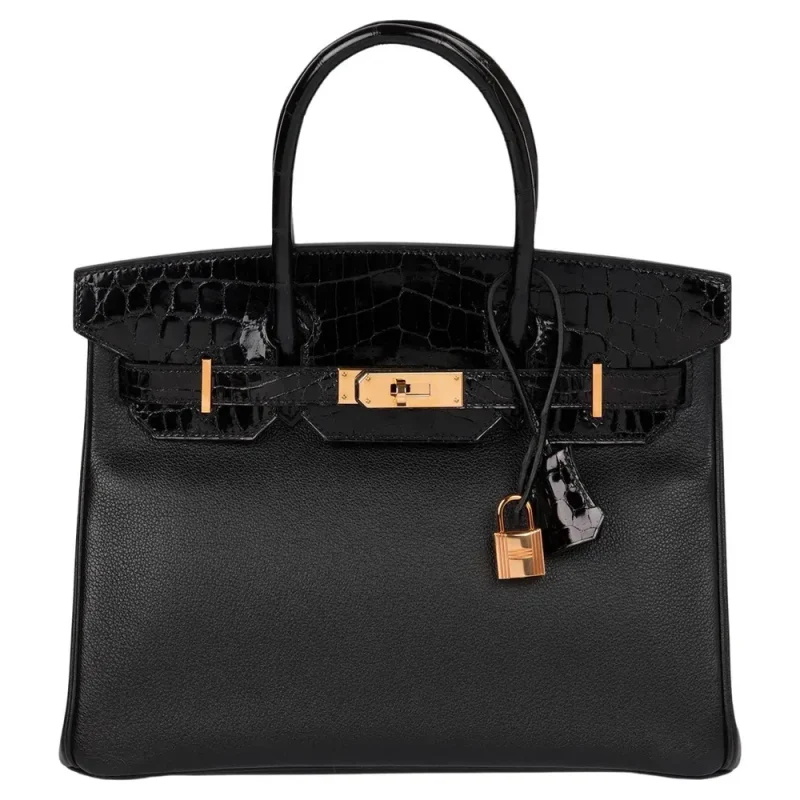 Hermès Birkin 30 Touch Black Replica - Togo & Crocodile