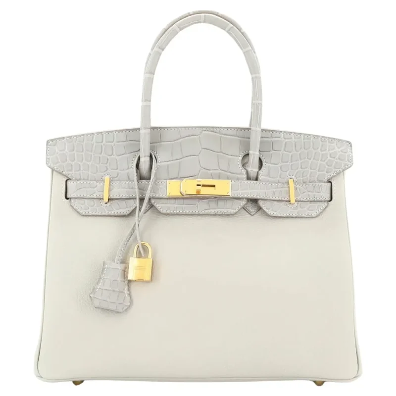 Hermès Birkin 30 Touch Grey Togo/Alligator Replica | Gold HW