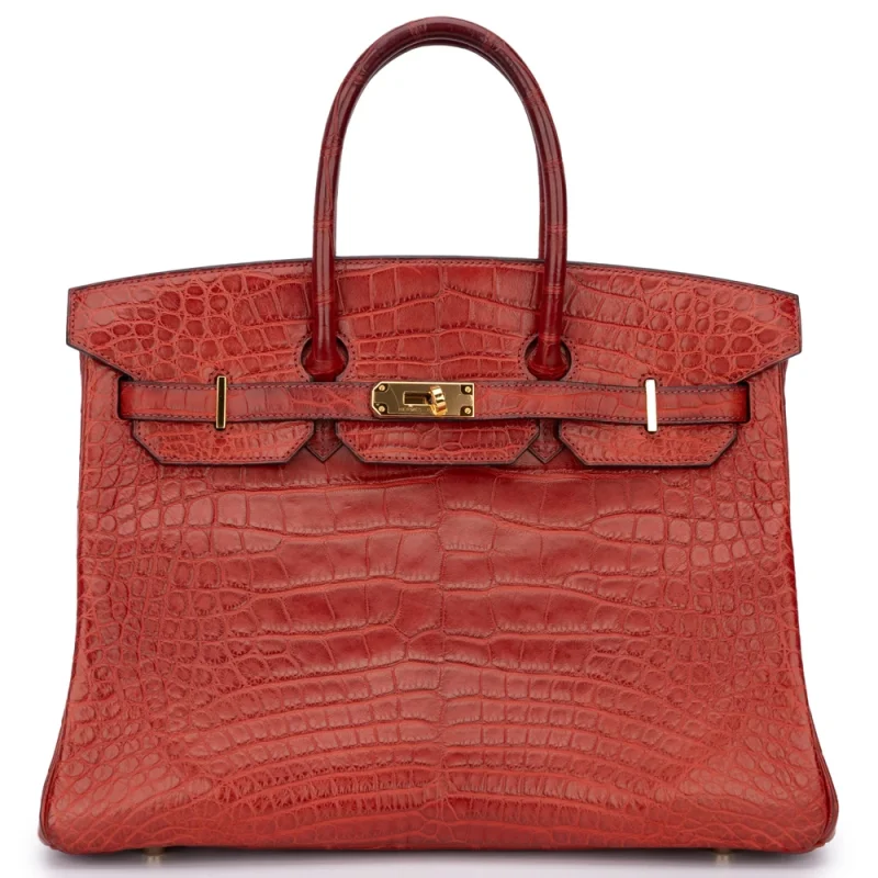 Hermès Birkin 35 Matte Alligator Rouge Gold HW | Replica Bags