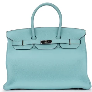 Hermès Birkin 35 Togo Blue Jean Palladium HW - Premium Replica