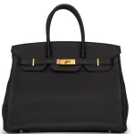 Hermès Birkin 35 Togo Noir Rough Gold HW - Artisan-Grade Dupes