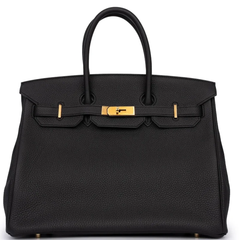 Hermès Birkin 35 Togo Noir Rough Gold HW - Artisan-Grade Dupes