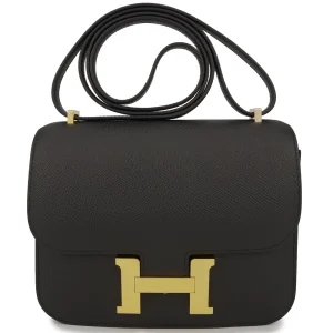 Hermès Constance 18 Mirror Epsom Black Gold HW - Replica
