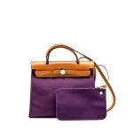 Hermès Herbag 31 Zip Cassis Purple Canvas Bag | Replica Hermes