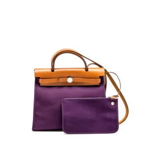 Hermès Herbag 31 Zip Cassis Purple Canvas Bag | Replica Hermes
