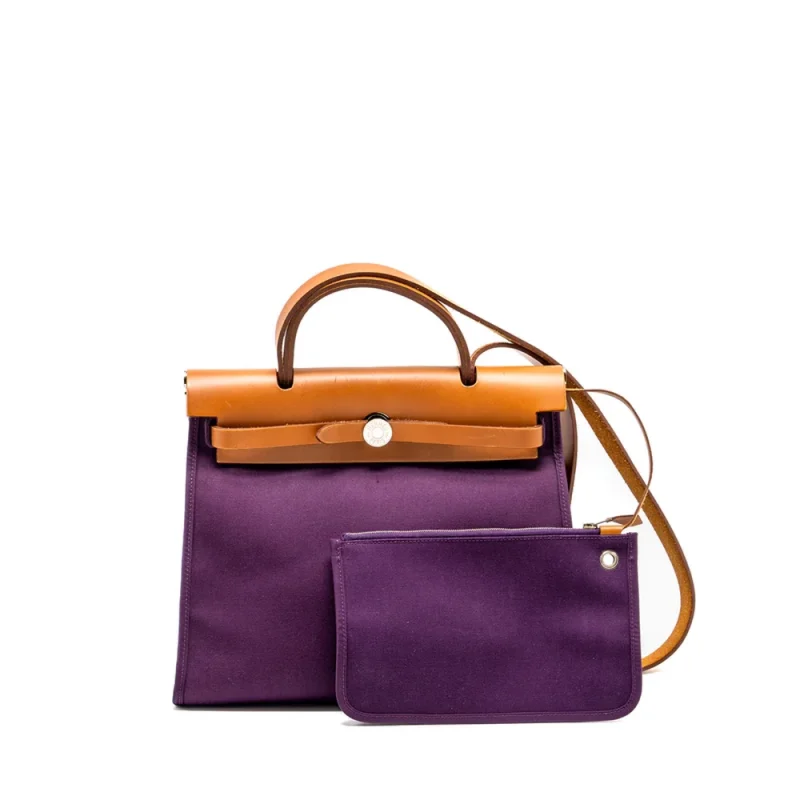 Hermès Herbag 31 Zip Cassis Purple Canvas Bag | Replica Hermes