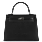 Hermès Kelly 25 Black Chèvre Chamkila Palladium HW - Mirror Quality Replicas