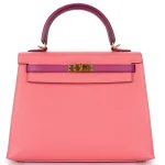 Hermès Kelly 25 HSS Epsom Rose Azalee/Anemone Brushed Gold HW - Premium Replica