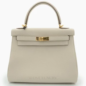 Hermès Kelly 25 Retourne Togo Craie Gold HW - Mirror Quality Replicas