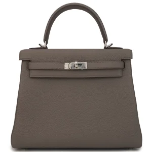 Hermès Kelly 25 Retourne Togo Gris Etain Palladium HW - Premium Replica