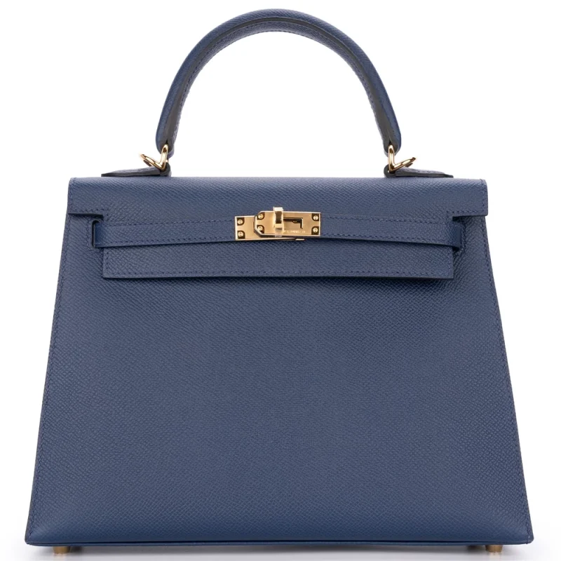 Hermès Kelly 25 Sellier Epsom Bleu Navy Gold HW - High-End Inspired