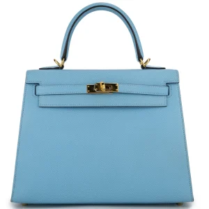 Hermès Kelly 25 Sellier Epsom Celeste Gold HW - Artisan-Grade Dupes