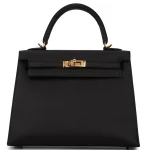 Hermès Kelly 25 Sellier Epsom Noir Gold HW - Best Replica