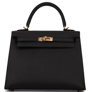Hermès Kelly 25 Sellier Epsom Noir Gold HW - Best Replica