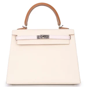 Hermès Kelly 25 Sellier Epsom Tri-Colour Palladium HW - Artisan-Grade Dupes