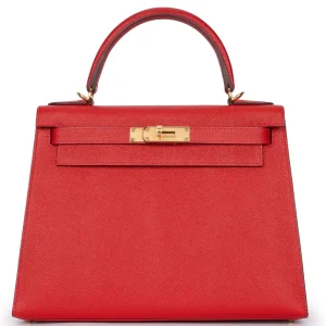 Hermès Kelly 28 Epsom Rouge Casaque Gold HW - Premium Replica