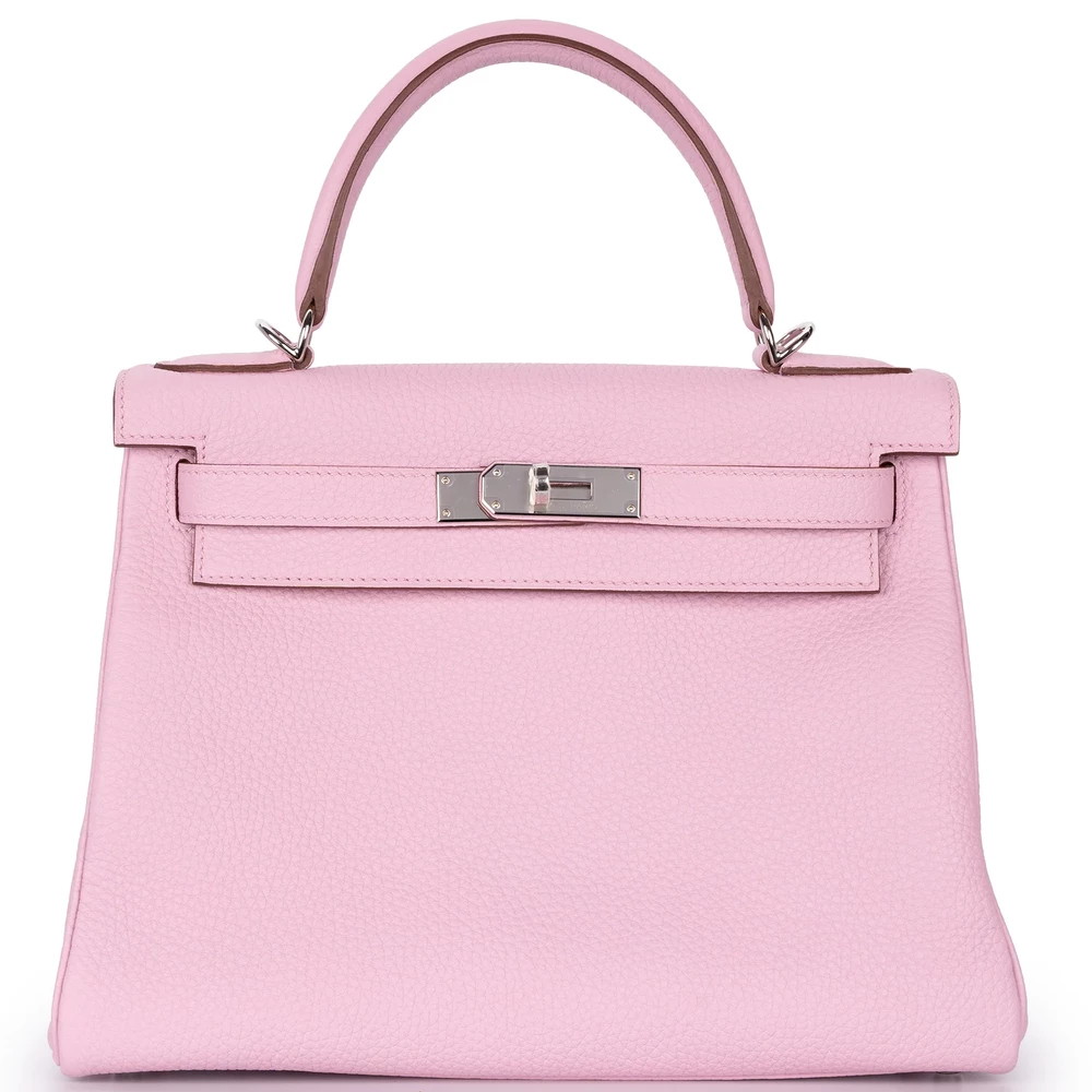 Hermès Kelly 28 Retourne Clemence Mauve Sylvestre Palladium HW - Mirror Quality Replicas